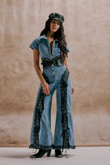 DIXIE LACE DENIM JUMPSUIT