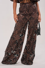 LENA LACE AND PU RELAXED PANT