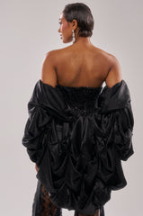 MORE THAN ENOUGH SATIN SHRUG IN BLACK
