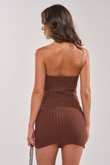 BUTTONED DOWN BADDIE MINI DRESS IN BROWN