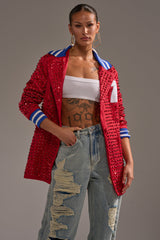 FIRST ROUND DRAFT PICK STUDDED BLAZER IN RED