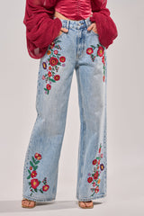 GIVE ME FLOWERS WIDE LEG DENIM