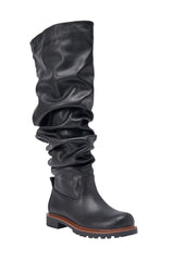 AZALEA WANG ARDIS BLACK FLAT RUCHED BOOT