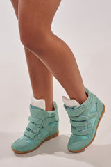 AZALEA WANG BRYANT TEAL WEDGE SNEAKER