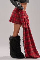 LOVELY DAYS PLAID BOW MINI SKIRT