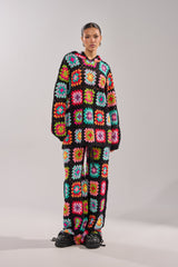 FESTIVAL GIRLY OVERSIZED CROCHET SWEATSHIRT IN MULTI