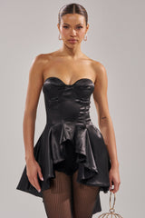 PRETTY PLEASE SATIN CORSET IN BLACK
