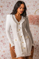 SAKURA BANDAGE RUFFLE MINI DRESS IN WHITE