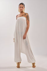 FROM THE CITY DROP CROTCH JUMPSUIT IN WHITE