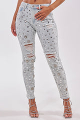 DAMN GIRL EMBELLISHED SKINNY DENIM