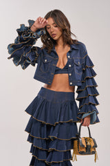 SHAKE IT OUT CROPPED DENIM JACKET