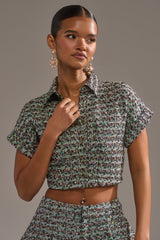 BRIGETTE TWEED BUTTON DOWN