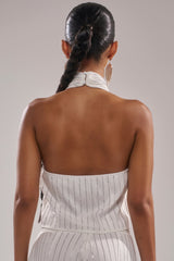 PRINCESS TREATMENT RHINESTONE HALTER TOP