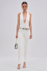 KEEP IT CASUAL HALTER JUMPSUIT IN WHITE