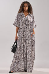 SHE'S RICH OVERSIZED SATIN JUMPSUIT IN SNAKE PRINT