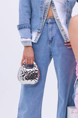 LOVE MY VIBE HAMMERED CHROME PURSE