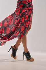 AZALEA WANG MAELIE BLACK AND CORK STILETTO SANDAL