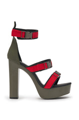 AZALEA WANG RAYLYN RED PLATFORM CHUNKY SANDAL
