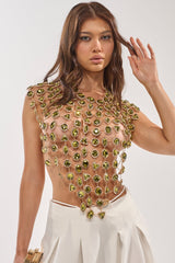 ALL I NEED IS MONEY RHINESTONE CHAIN TOP