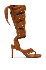 AZALEA WANG SODALITE COGNAC STRAPPY FAUX SUEDE SANDAL
