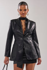 GOTTA GO FAUX LEATHER BLAZER