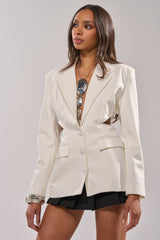 PARTY IN THE BACK CUTOUT BLAZER IN WHITE