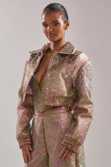 TIME AND TIME AGAIN RHINESTONE BOMBER