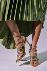 AKIRA GOLD SYDONIC GOLD WATCH STILETTO SANDAL