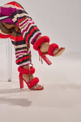 YANIX RED PUFF SLIP ON SANDAL