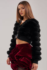 WILD HEART FAUX FUR CARDIGAN IN BLACK