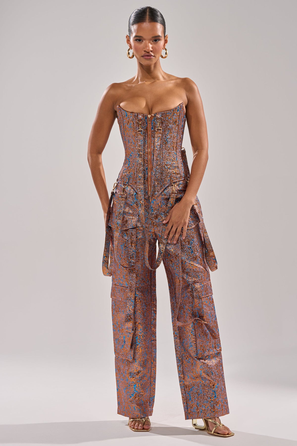 CHECK IT OUT BROCADE BRONZE TROUSER
