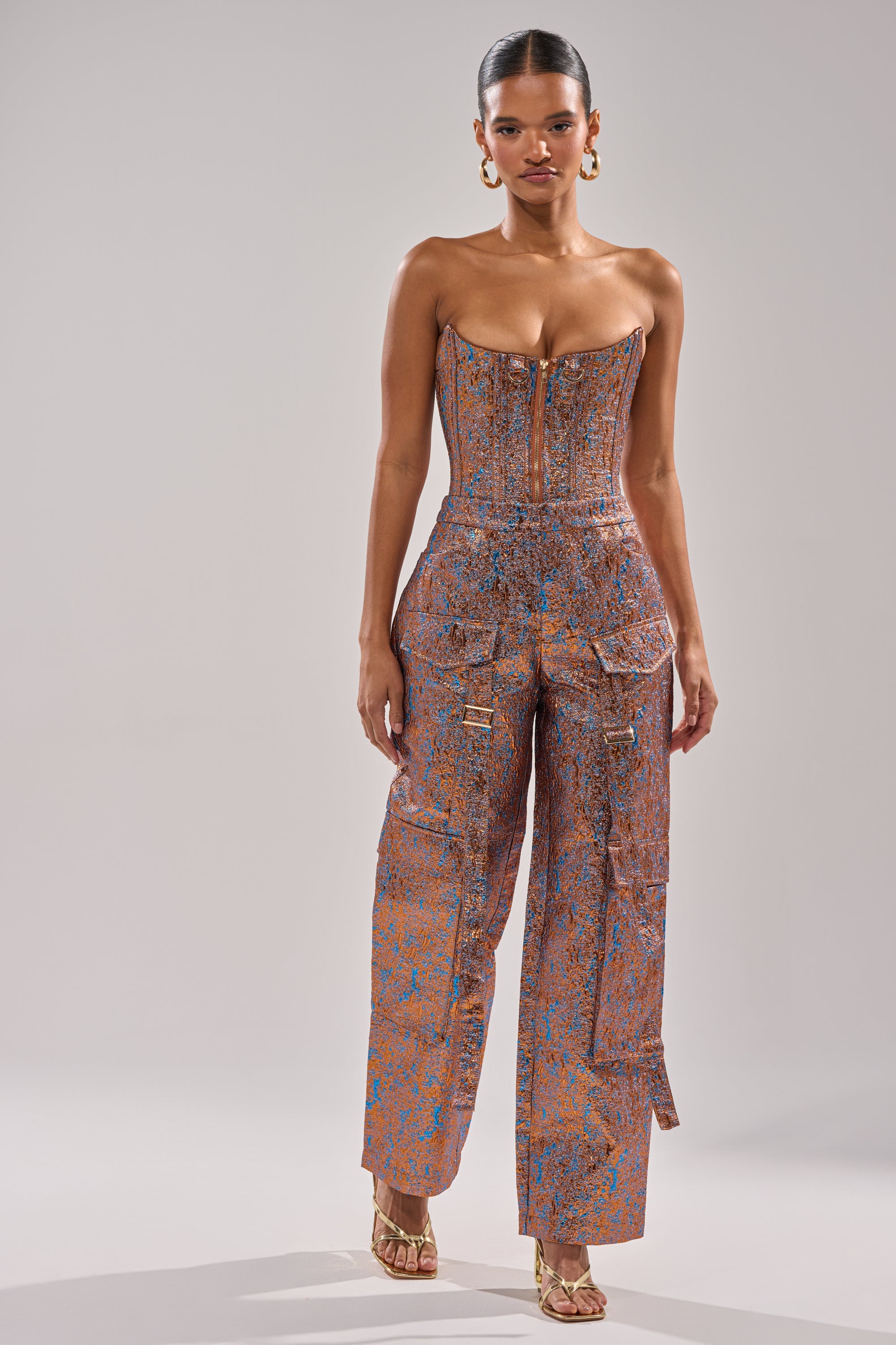 CHECK IT OUT BROCADE BRONZE TROUSER