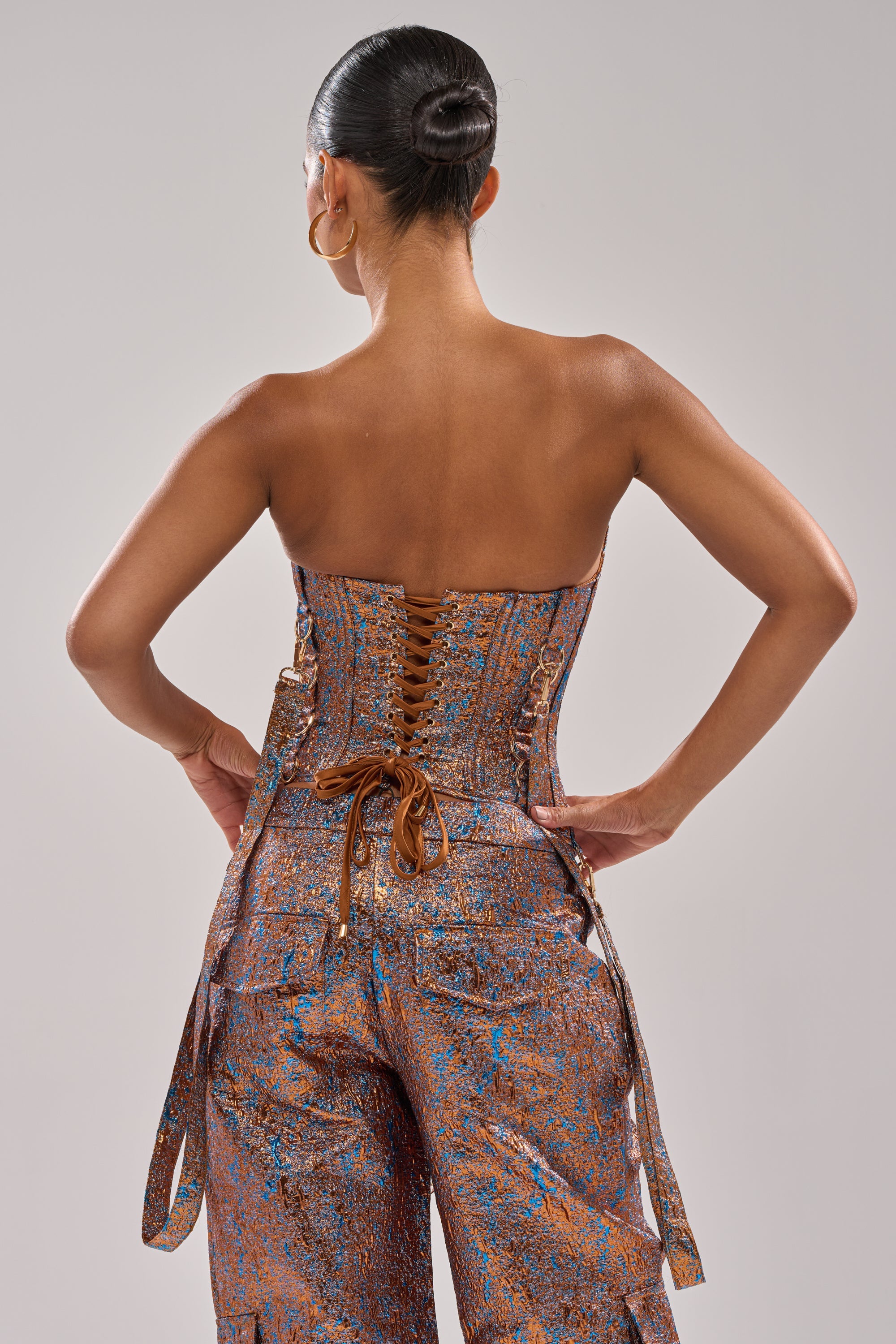 CHECK IT OUT BROCADE BRONZE CORSET
