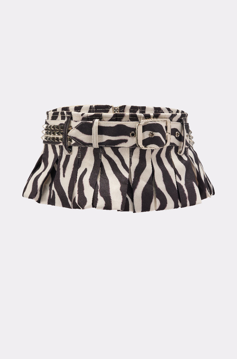 ZEBRA PEPLUM BELT SKIRT
