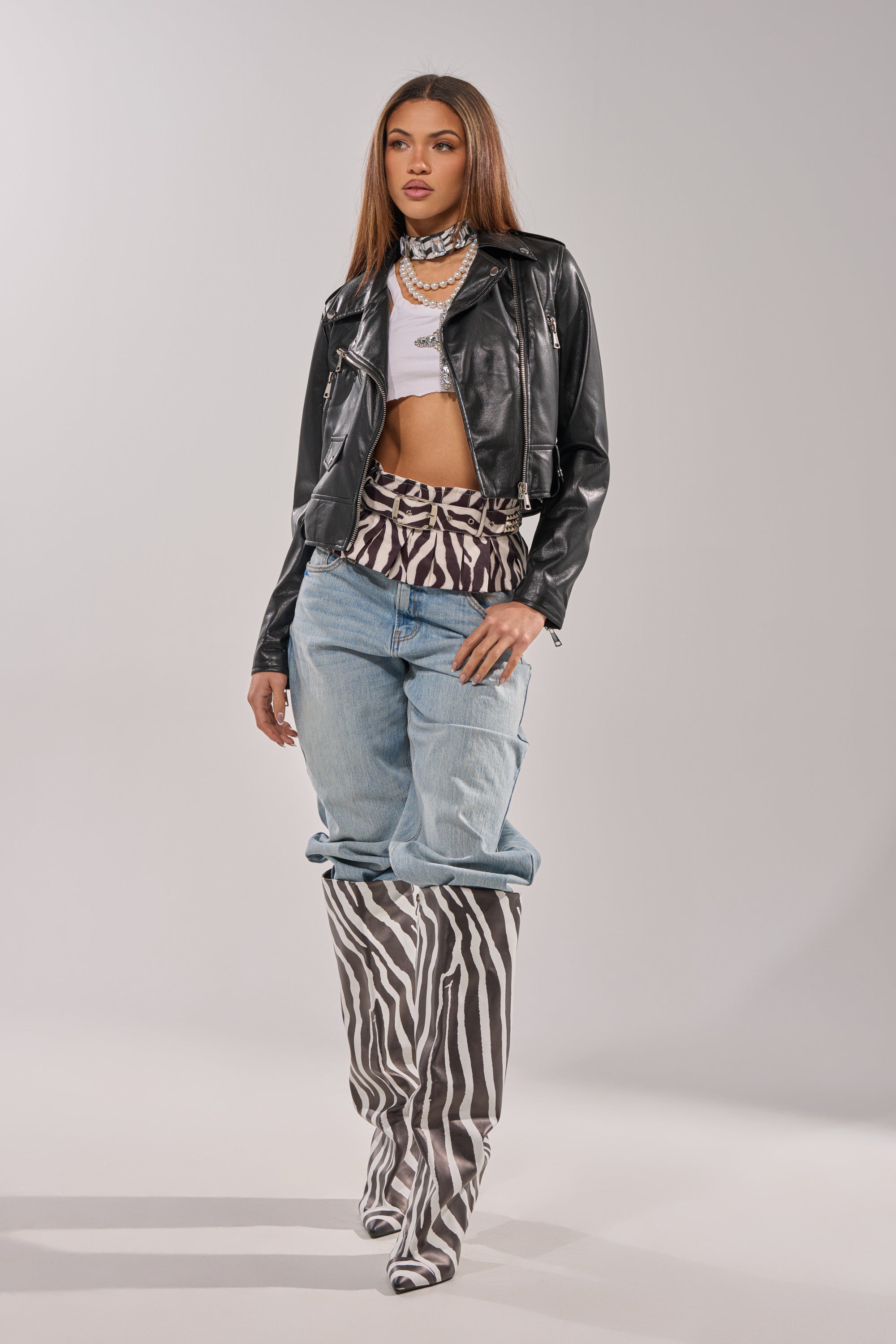 ZEBRA PEPLUM BELT SKIRT