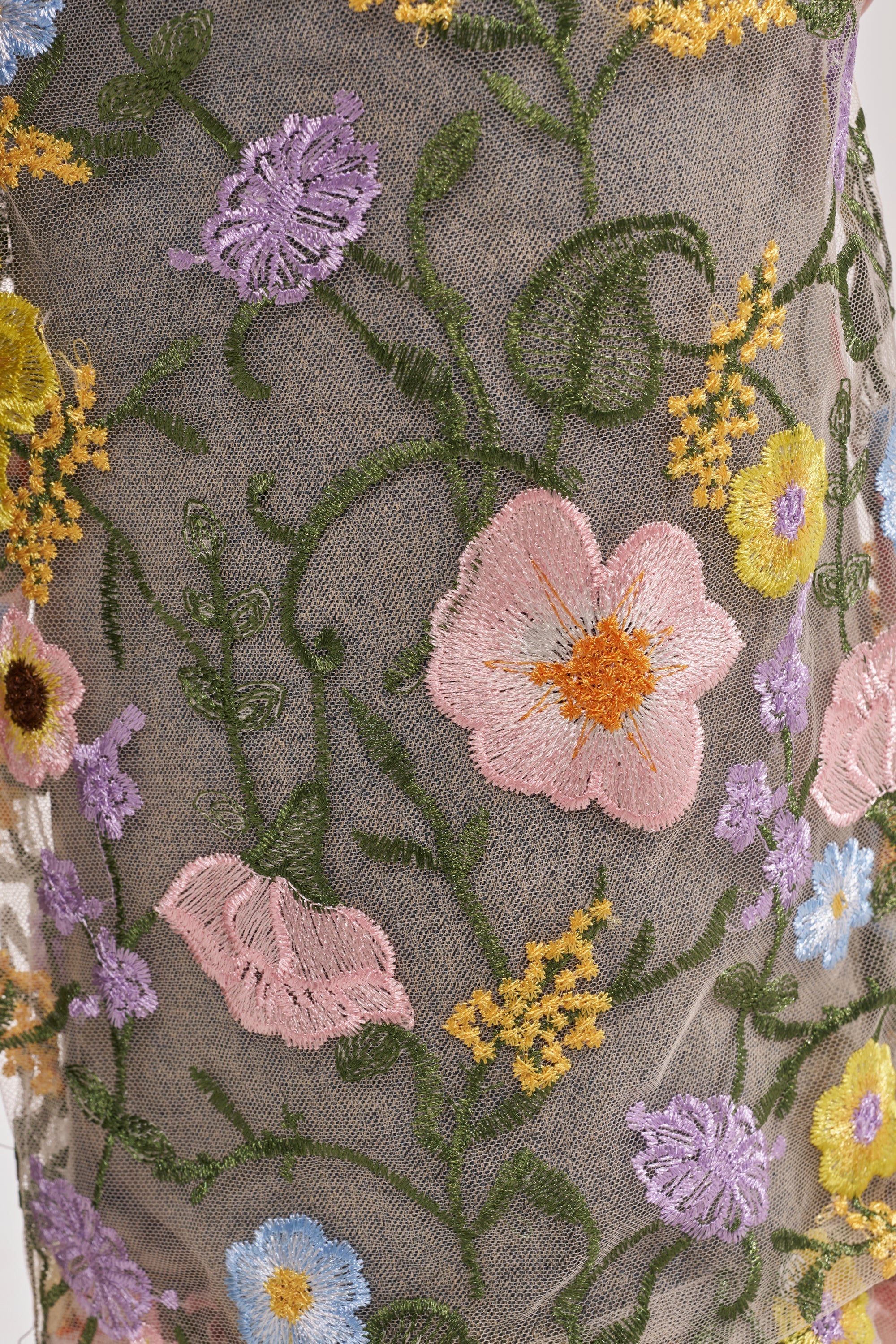 GARDEN PARTY STRETCH DENIM WITH FLORAL TULLE BERMUDA SHORTS