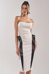 CHIC AND SOPHISTICATED STRUCTURED MIDI DRESS IN WHITE