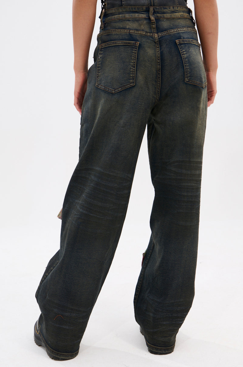 ARTS AND CRAFTS PATCH WORK DENIM PANTS