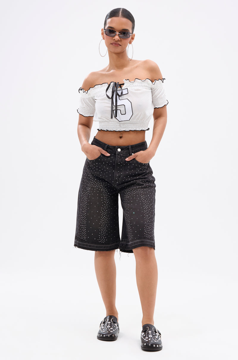 STARS SHINING RHINESTONE BERMUDA SHORT
