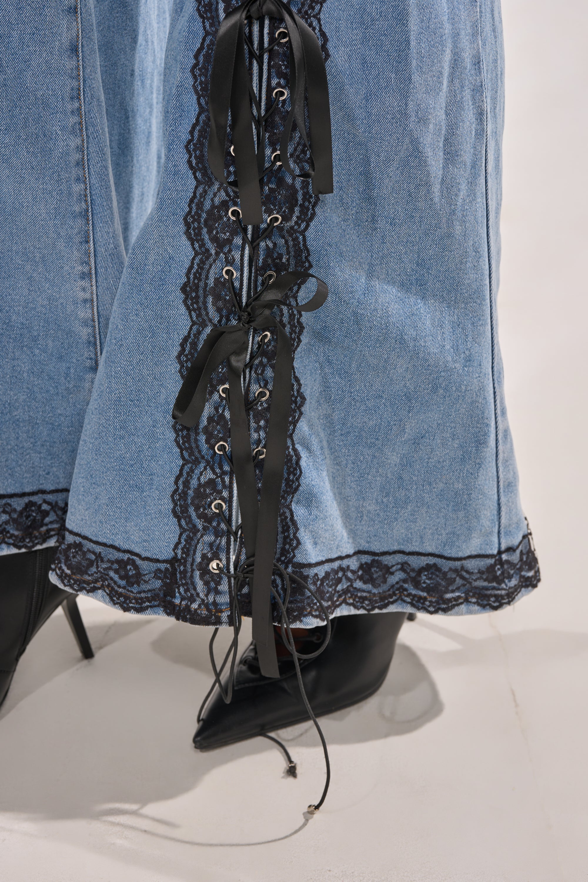 DIXIE LACE DENIM JUMPSUIT