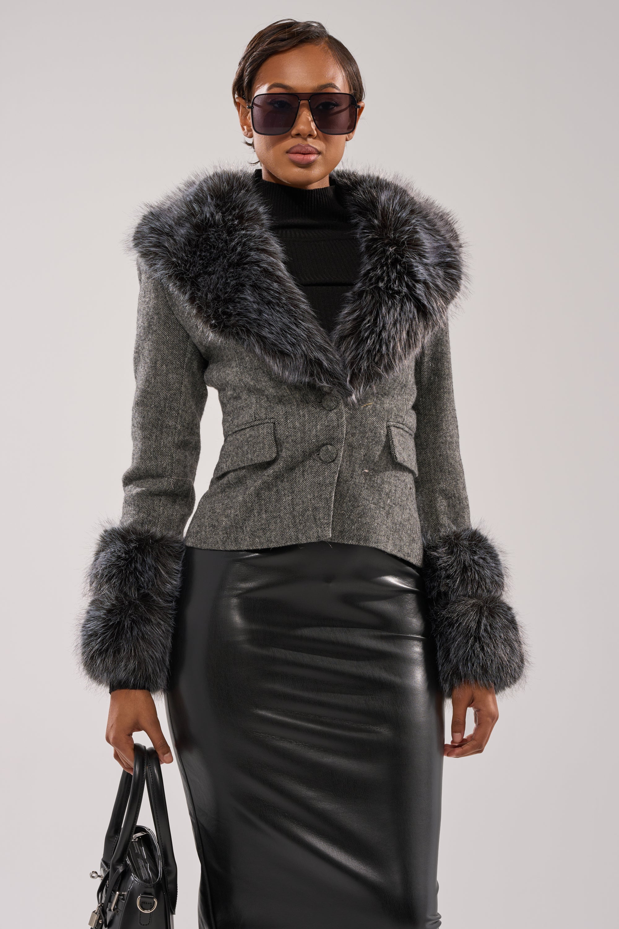 I SEE LONDON FUR TRIM BLAZER