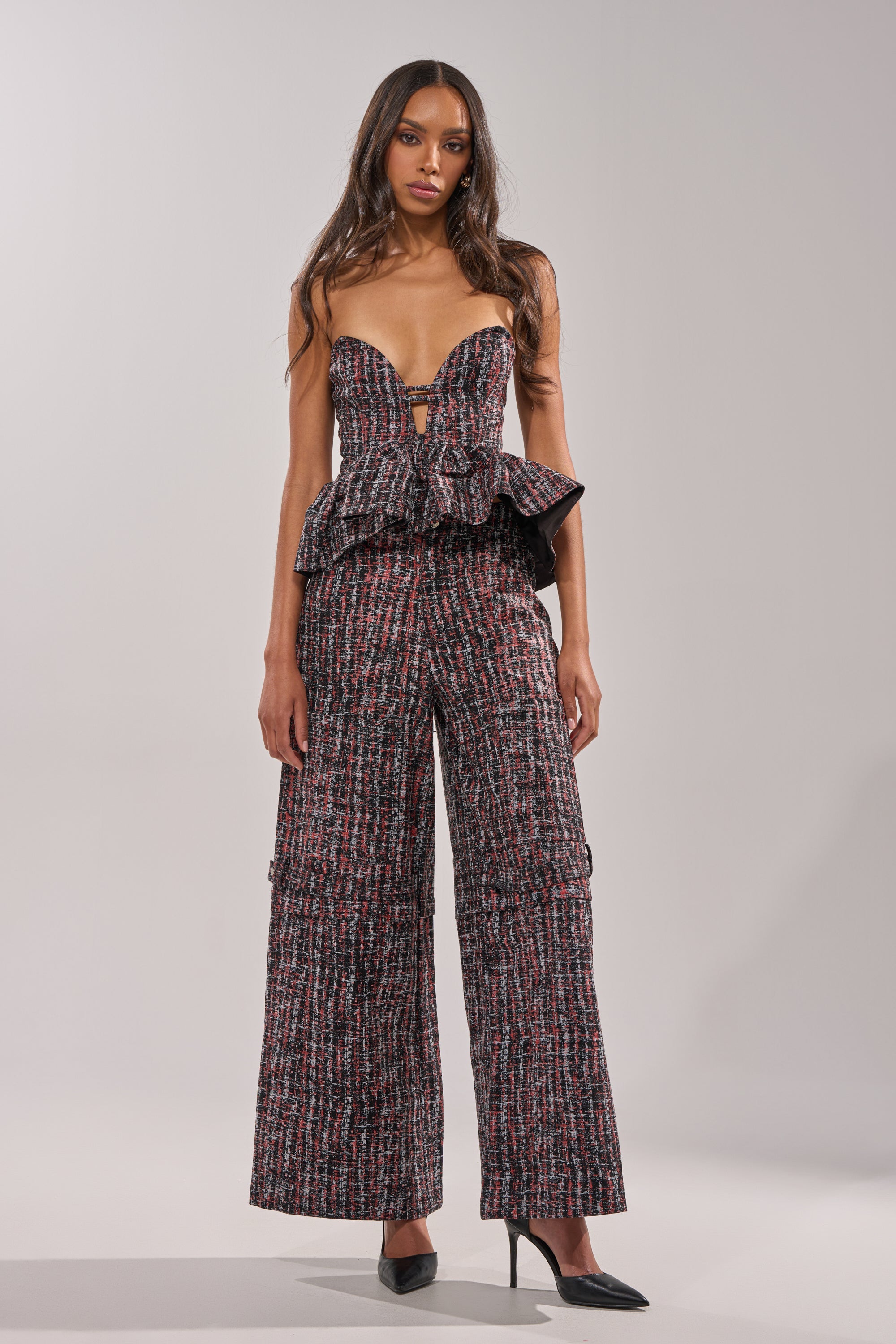 WORK IT FAUX LEATHER PLAID CORSET