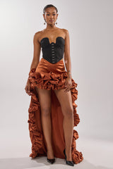 LOOK AT ME GO SATIN HIGH LOW SKIRT