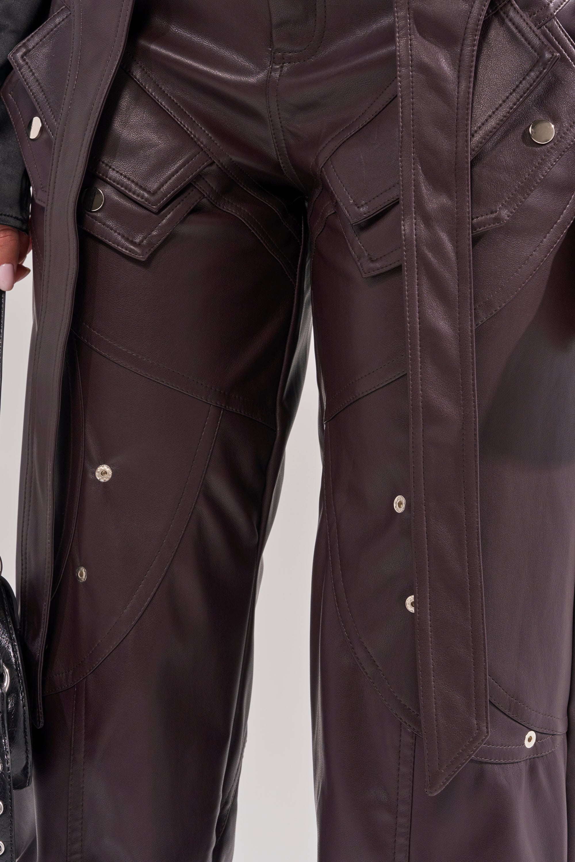 THE BEST PLUM FAUX LEATHER CARGO TROUSER