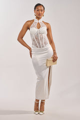 EVANGELINA SATIN MAXI DRESS IN WHITE