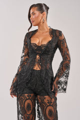 SUPER LUXE LACE TIE-FRONT BLOUSE