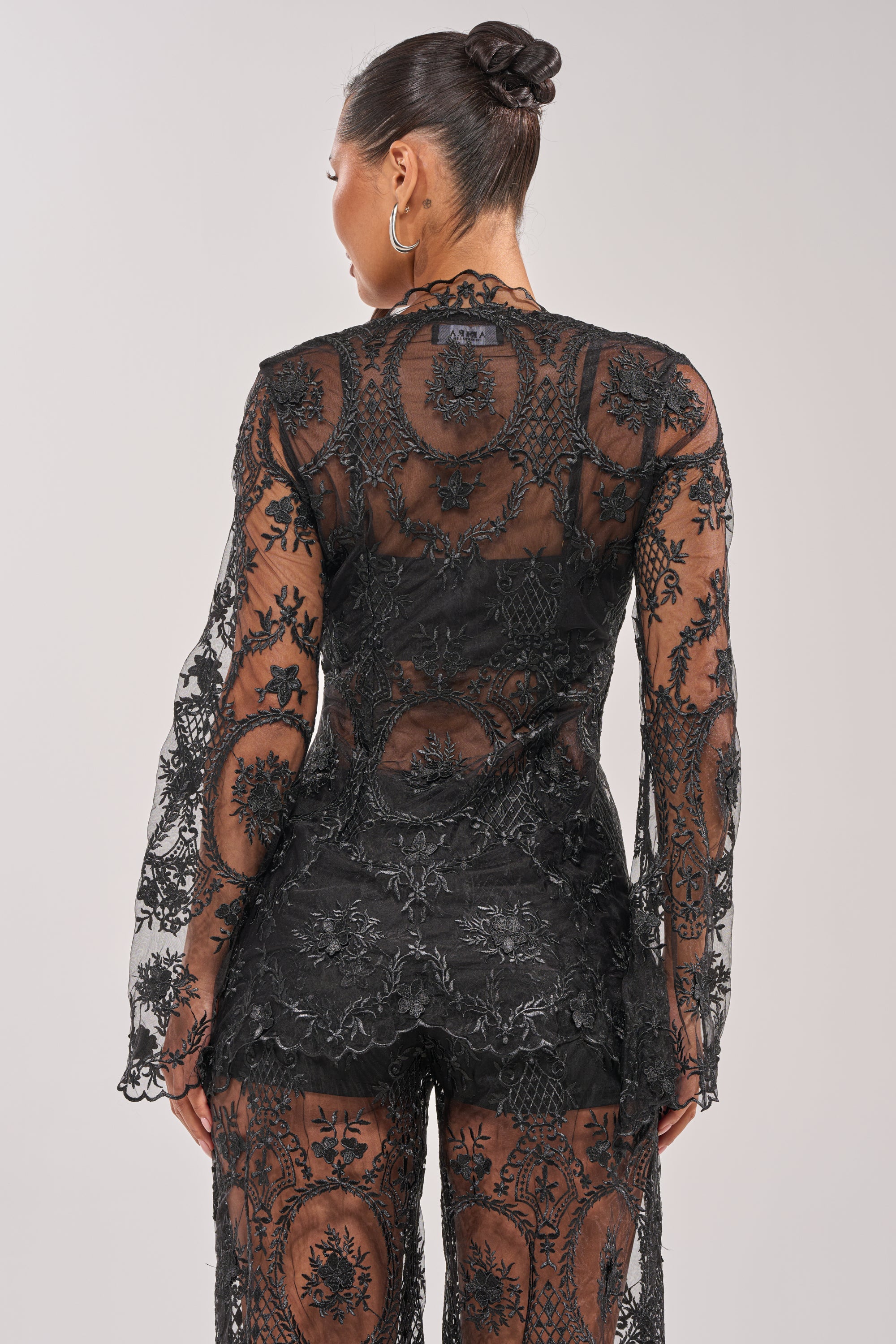 SUPER LUXE LACE TIE-FRONT BLOUSE