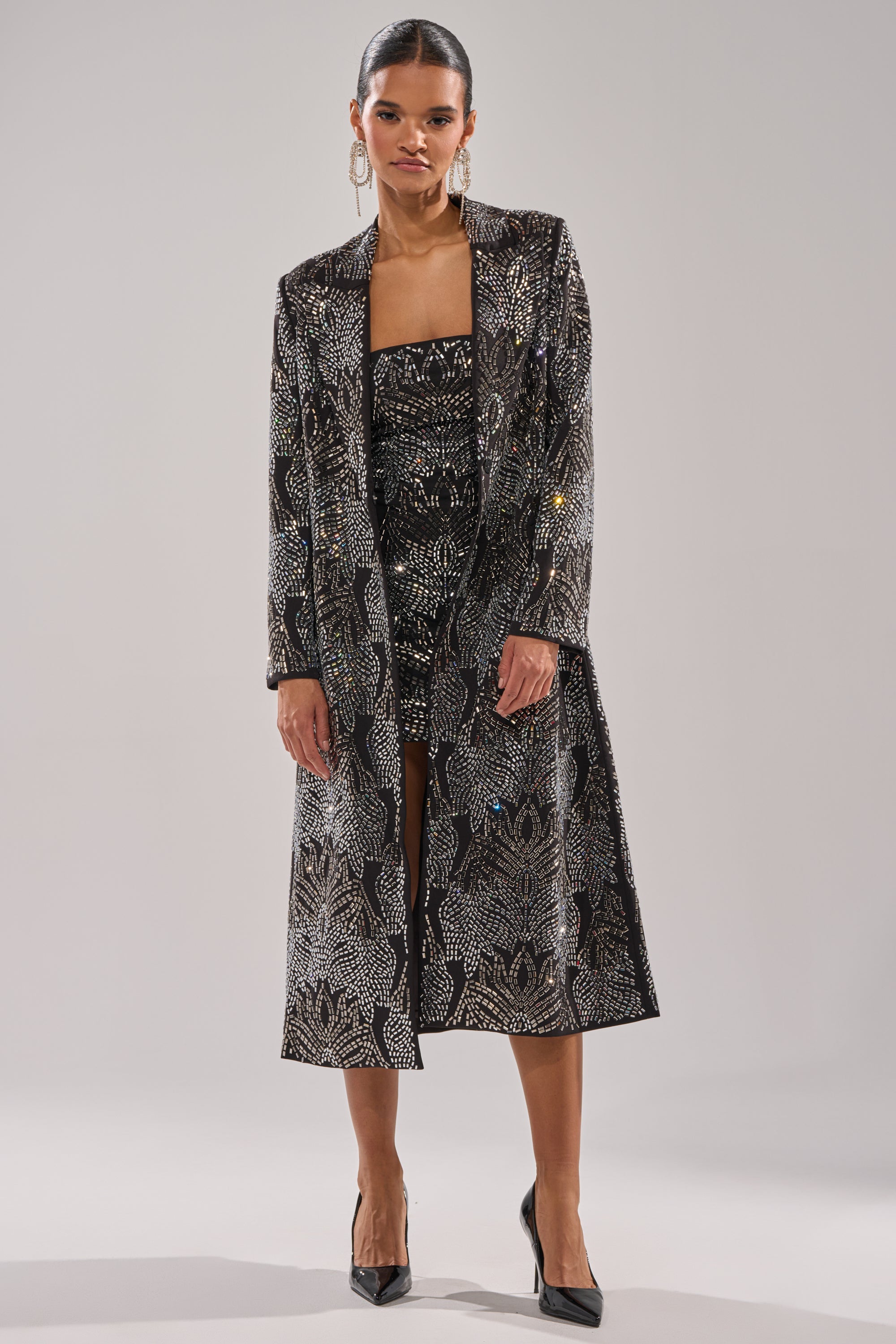 SHE IS THE MOMENT RHINESTONE TRENCH