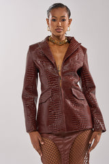 NEW FLAME EMBOSSED PATENT BLAZER