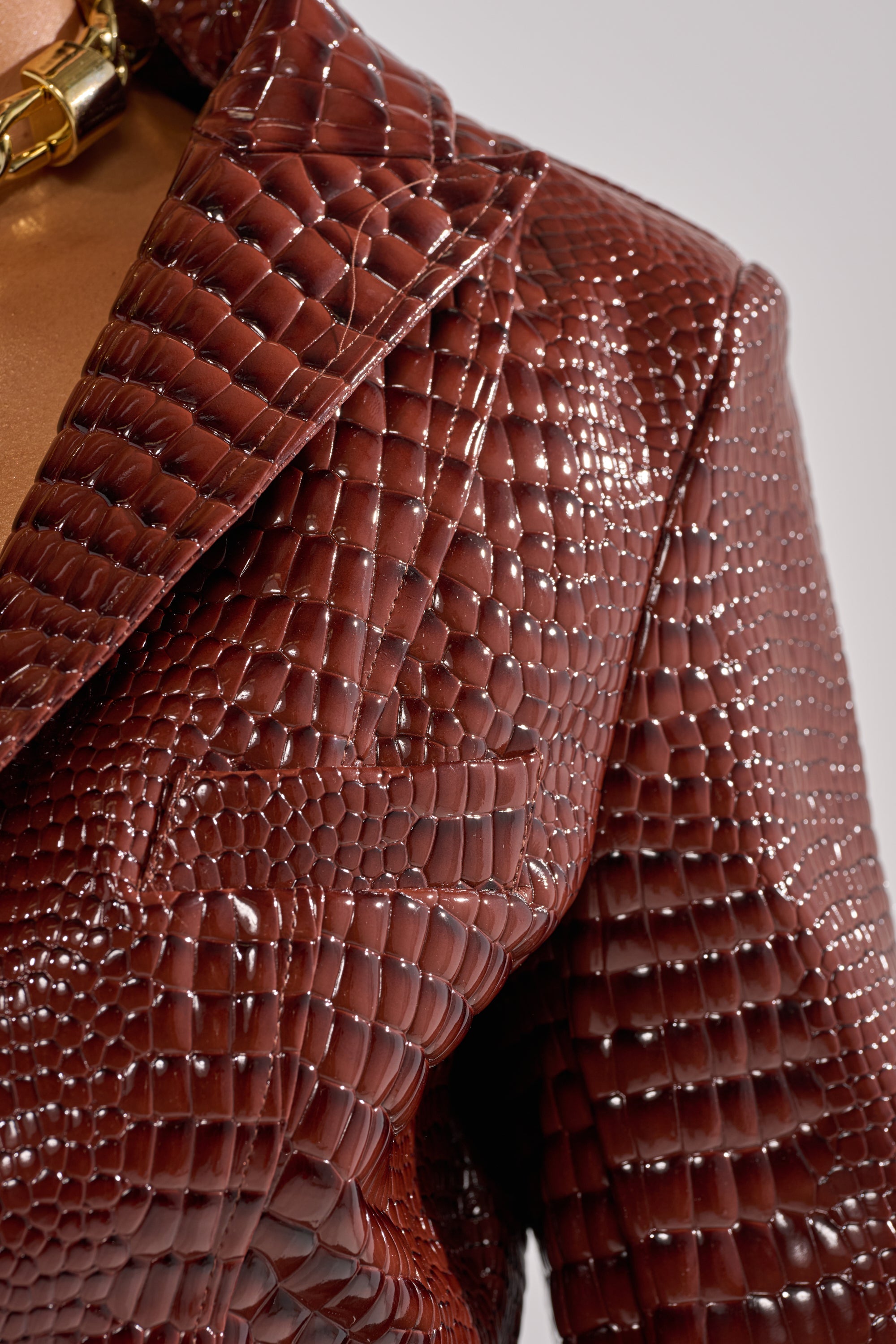 NEW FLAME EMBOSSED PATENT BLAZER